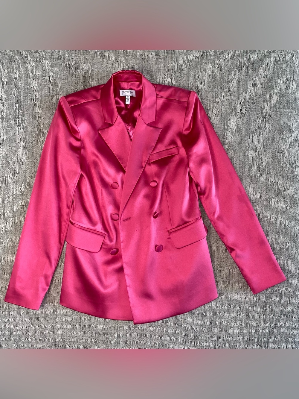 sofia by sofia vergara hot pink satin double-breasted blazer